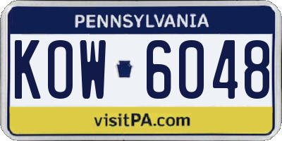 PA license plate KOW6048