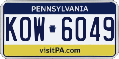 PA license plate KOW6049
