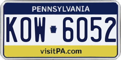 PA license plate KOW6052