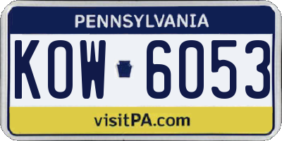 PA license plate KOW6053