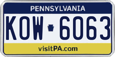 PA license plate KOW6063