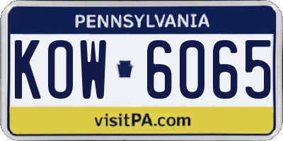 PA license plate KOW6065