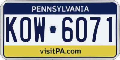 PA license plate KOW6071
