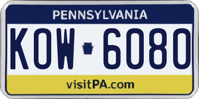 PA license plate KOW6080