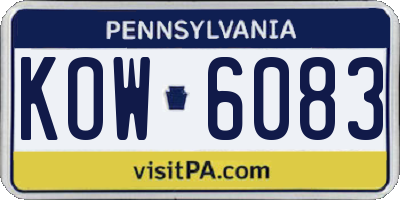 PA license plate KOW6083