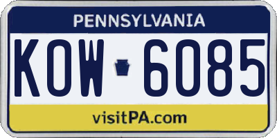 PA license plate KOW6085