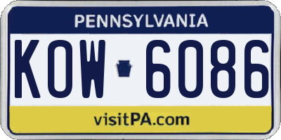 PA license plate KOW6086