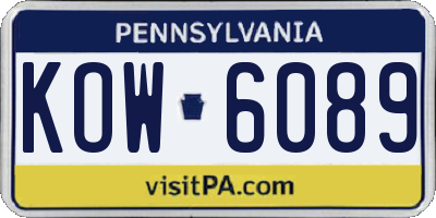 PA license plate KOW6089