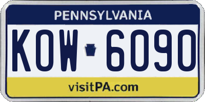 PA license plate KOW6090
