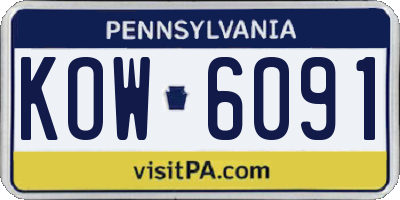 PA license plate KOW6091