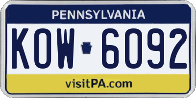PA license plate KOW6092