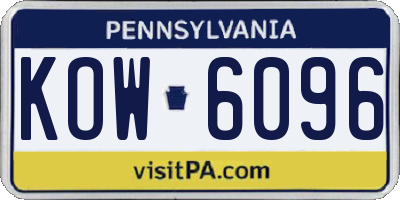 PA license plate KOW6096