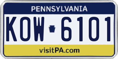 PA license plate KOW6101