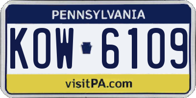 PA license plate KOW6109