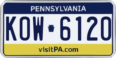 PA license plate KOW6120