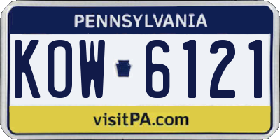 PA license plate KOW6121