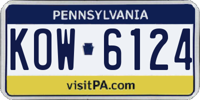 PA license plate KOW6124