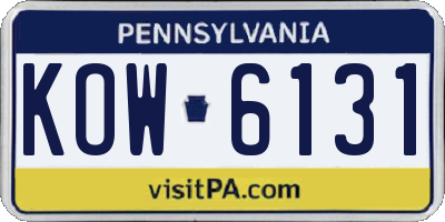 PA license plate KOW6131