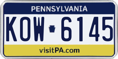 PA license plate KOW6145