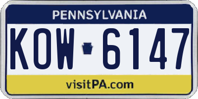 PA license plate KOW6147