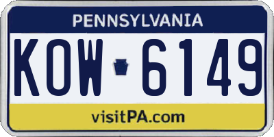 PA license plate KOW6149