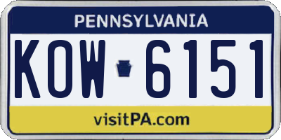 PA license plate KOW6151