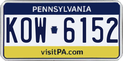 PA license plate KOW6152
