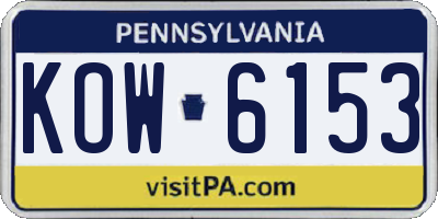 PA license plate KOW6153
