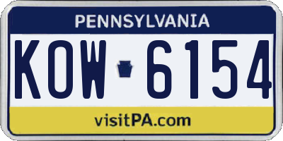PA license plate KOW6154