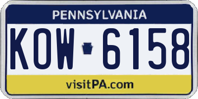 PA license plate KOW6158