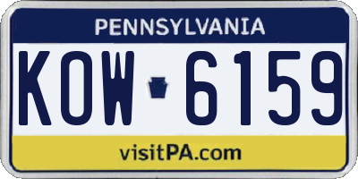 PA license plate KOW6159