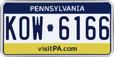 PA license plate KOW6166