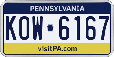 PA license plate KOW6167