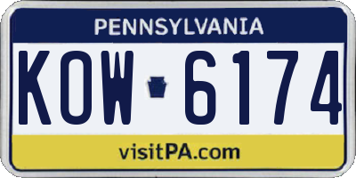 PA license plate KOW6174