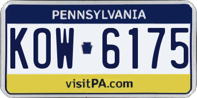 PA license plate KOW6175