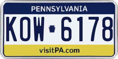 PA license plate KOW6178