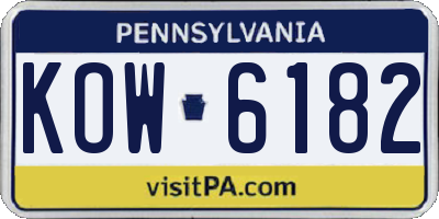 PA license plate KOW6182