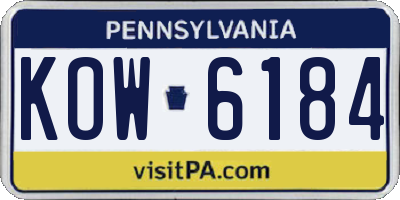 PA license plate KOW6184