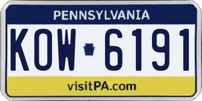 PA license plate KOW6191