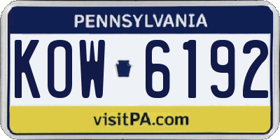 PA license plate KOW6192