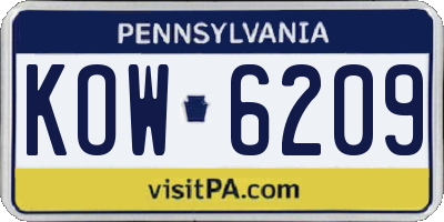 PA license plate KOW6209