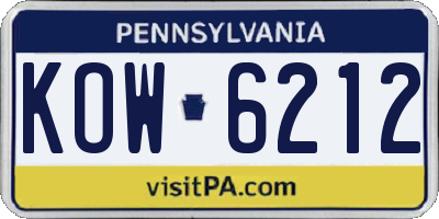 PA license plate KOW6212