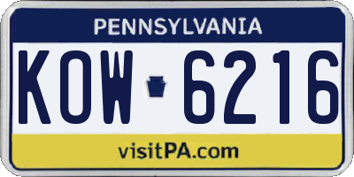 PA license plate KOW6216