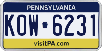 PA license plate KOW6231