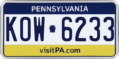 PA license plate KOW6233