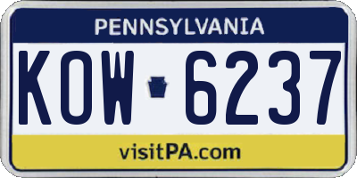 PA license plate KOW6237