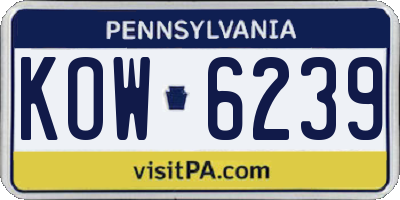 PA license plate KOW6239