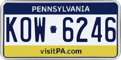 PA license plate KOW6246