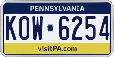 PA license plate KOW6254