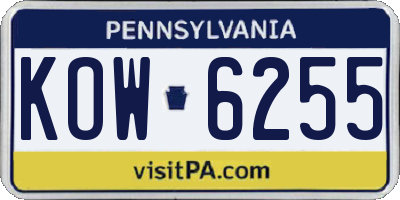 PA license plate KOW6255